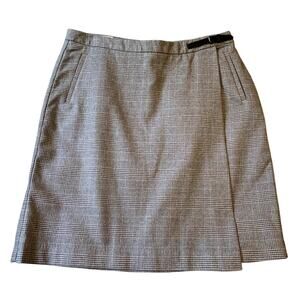 LL Bean Shirt Women Sz 12 Gray Herringbone Wrap Lined Weekend Cotton